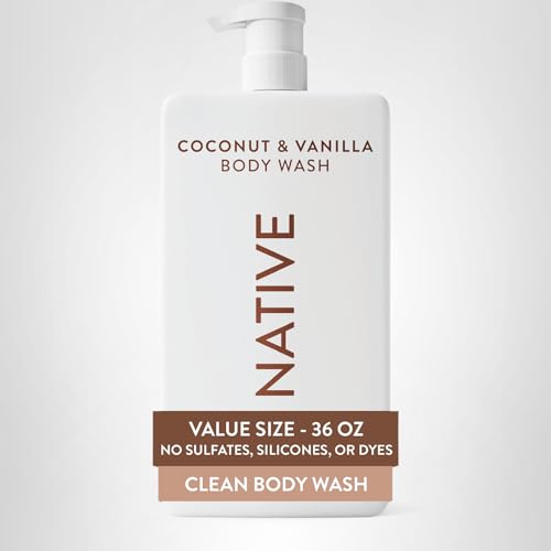 Native Body Wash for Women & Men, Coconut & Vanilla, 36 oz Pump Bottle, Sulfate-Free & Gentle for All Skin Types