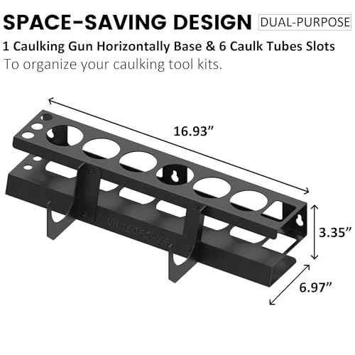 UNITEDPOWER Caulking Gun Holder 6+1, Wall Mount Hand Caulking Gun Storage Rack, Caulk Tube Organizer for Workshop, Shop, Garage