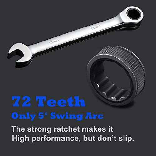 24pcs Ratcheting Wrench Set with Rollup Pouches Metric (8mm to 19mm) & SAE (1/4" to 7/8") Ratchet Combination Wrenches Set Wrench set Metric and Standard