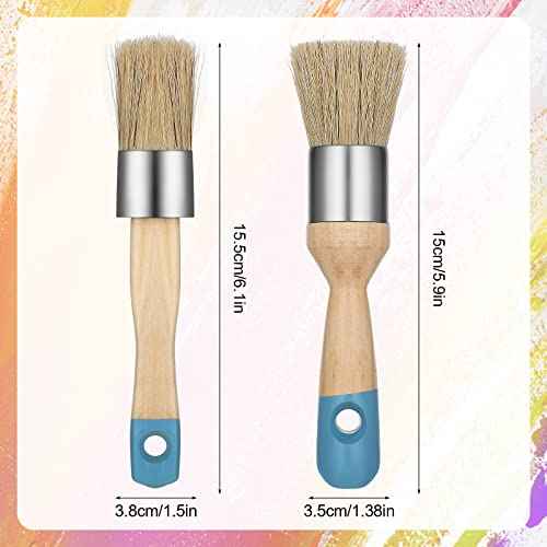 2 Pack Chalk Paint Brush, Chalk and Wax Paint Brush Chalk Paint Tool for Furniture Reusable Flat and Round Chalked Paint Brush for Folk Art Home D?cor Wood Projects Furniture Stencils