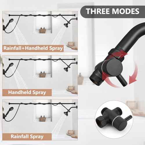 Double Shower Head Dual for Couples High Pressure and Adjustable Tandem Shower Head System for 2 People Matte Black