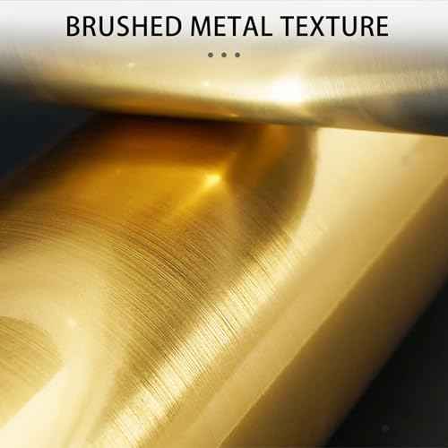 Brushed Gold Peel and Stick Wallpaper Border, PVC Self Adhesive Removable Contact Paper, Waterproof Mirror Frame Sticker for Bathroom, Kitchen and DIY Decor (394''L x 3.94''W)