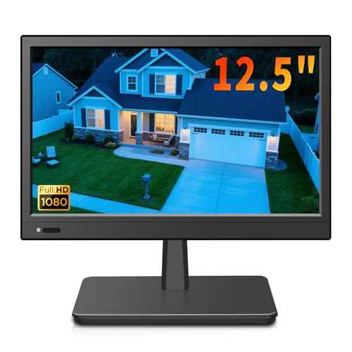 12.5 inch Security Monitor,Small Monitor with Speaker,Remote Control/HDMI/VGA/BNC/RCA Interfaces in for Home | Office | Warehouse Surveillance | RV