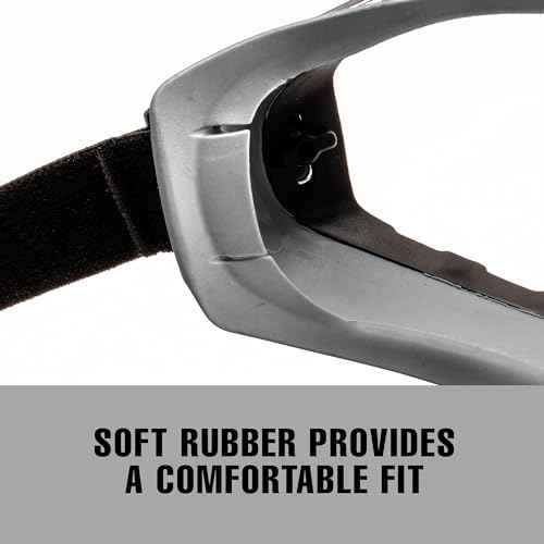 SolidWork Safety Goggles Anti-Fog Clear Lens with Adjustable Elastic Headband. Protective Eyewear for Men & Women