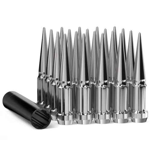 GAsupply 20pcs 1/2-20 Spike Lug Nuts Chrome, 1/2 x 20 Locking Spiked Lug Nut Spline 4.4" 112mm Tall, Closed End Bulge Acorn 60 Degree Cone/Conical Seat