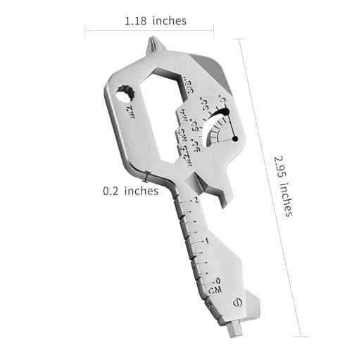 20 IN 1 Key Shaped Multitools, Key Shaped Pocket Tool, Stainless Steel Utility Gadget, Gift for Men, Everyday Carry, Automotive, Home Improvement, Bottle Opener, Screw Driver, Silver, 1 Pcs