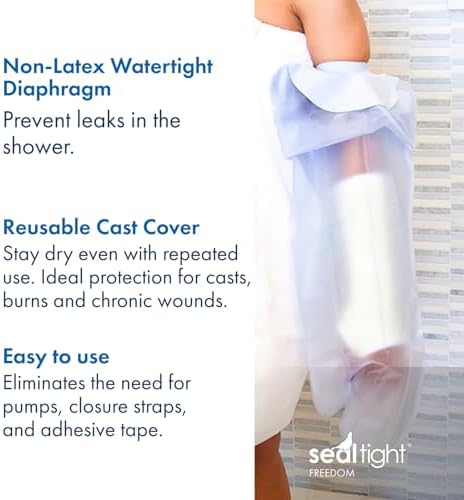 Brownmed Seal-Tight Freedom Cast & Bandage Protector - Waterproof Shower Cover for Arm Casts & Injuries - Universal