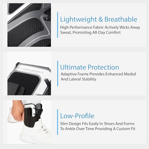 Nu-Form Ankle Brace - Premium, Low Profile Ankle Stabilizer and Ankle Compression Brace - Breathable Ankle Brace for Sports, Ankle Sprains, Injury Recovery Support, & More (Medium)