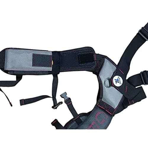 15-214 Trigger Snap Hook End Construction Work Suspender with Gel Pad Detachable Phone Holder, Black/Red
