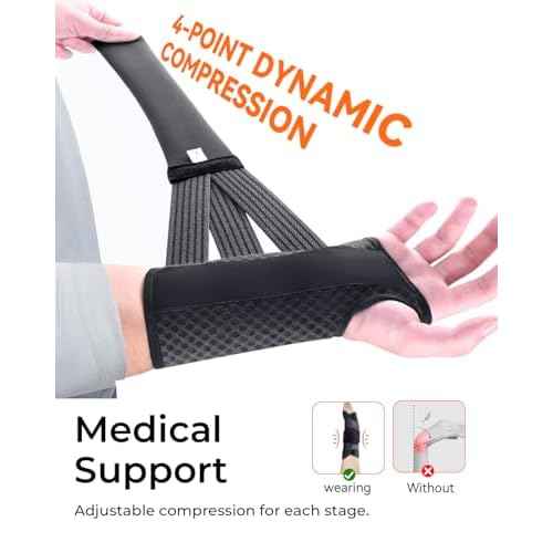 Carpal Tunnel Wrist Brace Night Support for Men Women, [Breathable Air Mesh] Wrist Splint for Tendonitis, Sprain, Arthritis, Medical-Grade Adjustment Rigid Hand Brace for Sleeping, Pain Relief, Work (Black, S/M, Left Hand)