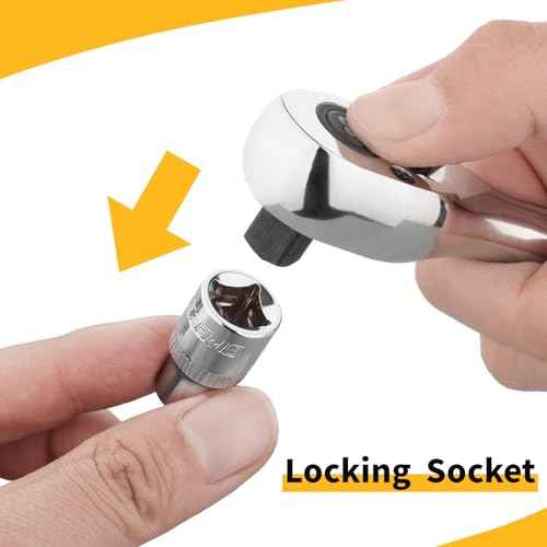 1/4 Ratchet Socket Wrench, 90-Tooth Reversible Mini Ratchet Wrench with Adapter, Quick Release, Full Polished Ratchets, Chrome Alloy Made 1/4 inch Small Socket Wrench Set