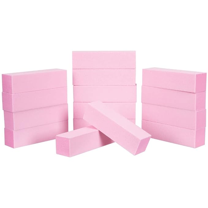 ForPro Professional Collection Pink Pedicure Block, 100/180 Grit, Three-Sided Pedicure Nail Buffer, 3.75” L x 1” W x 1” H, 15-Count