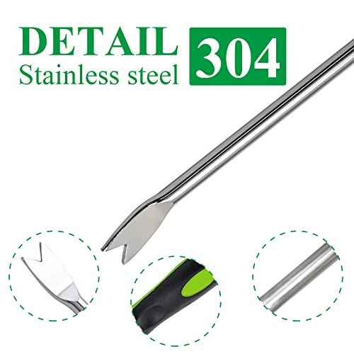 Dandelion Weeder Puller Tool with Soft Handle, Stainless Steel Garden Weed Remover Tool Weed Puller Tool Garden Weeder for Lawn Farmland Transplant Gardening Plant Tool