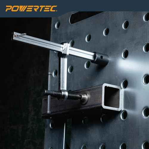 POWERTEC 2PK Welding Clamp with T-Handle ? 8" Max Opening, 4" Throat Depth ? Fits 5/8" (16mm) Welding Table Holes, Heavy-Duty Workbench Screw Clamp for Welding & Fabrication (72244-P2)