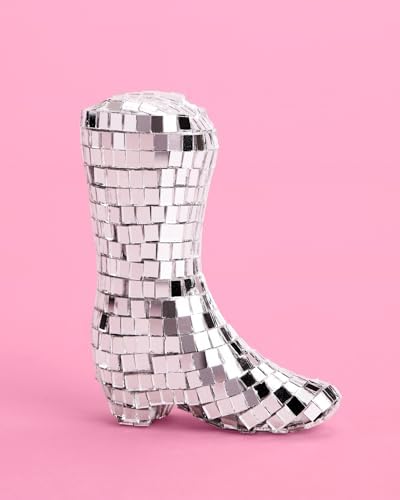 xo, Fetti Disco Ball and Cowgirl Boot Cake Topper - 5 pieces | Disco Bachelorette, Rodeo Birthday Party, Space Cowboy Supplies, 70s Groovy Cake Decoration, Western Baby Shower Cupcake Decor