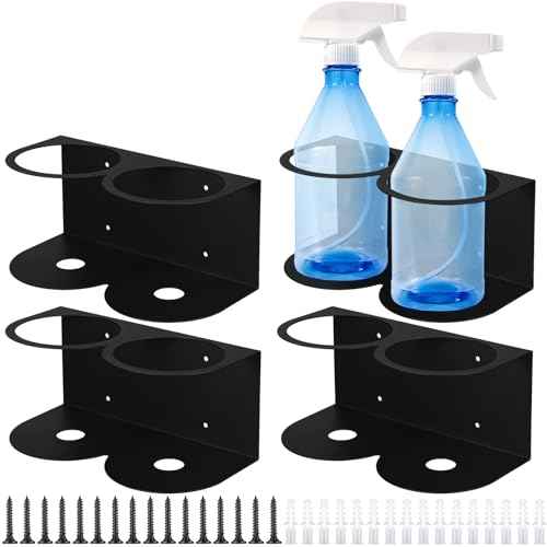 Tandefio 4 Pcs Spray Can Holder Metal Aerosol Bottle Holder Wall Mount Bottle Organizer Double Holes Spray Can Rack with Hardware Easy Install Storage Rack for Garage and Home