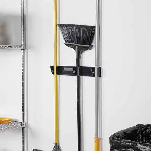 Restaurantware 17.7 Inch Snap-In Design Mop Holder, Black Plastic, 3 Customizable Slots, Screws Included
