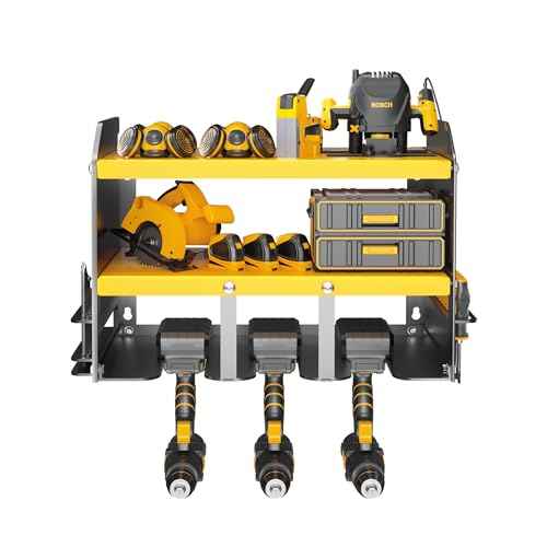 Wall Mounted Power Tool Organizer,Garage Space-Saving Tool Organizers and Storage,Metal Utility Shelf Storage Rack for Cordless Drill