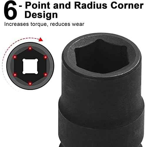 Jetech 1/2-Inch Drive 18mm Deep Impact Socket with 6-Point Design, Heat-Treated Chrome Molybdenum Alloy Steel, Metric