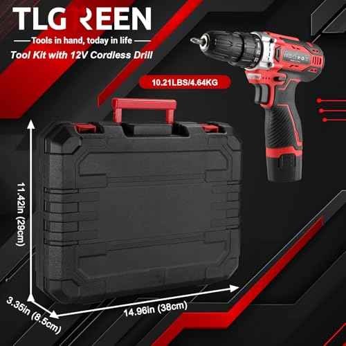 TLGREEN 138 Pcs Tool Set with 12V Cordless Drill ?Power Hand Tool Kit with Magnetic Drill Bit Set, 2-Speed Control & Fast Charging,Home Tool Kit for DIY, Repairs,Lightweight Toolbox for Men & Women