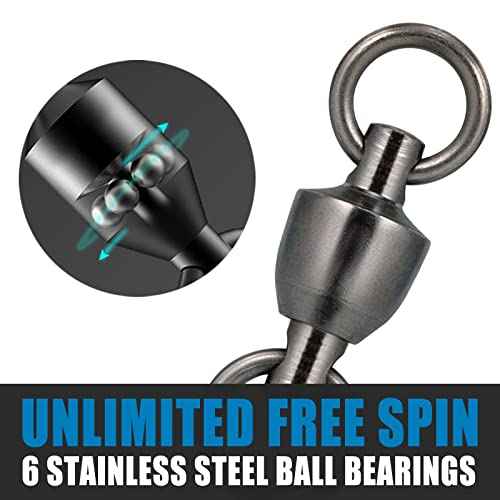 Dr.Fish 20 Pack Ball Bearing Fishing Swivels, Swivels Fishing Tackle Saltwater, Freshwater Stainless Heavy Duty Lure Leader Line Connector #0