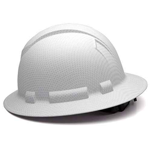 Pyramex Ridgeline Full Brim Hard Hat 4 Point Ratchet Matte White Graphite Pattern