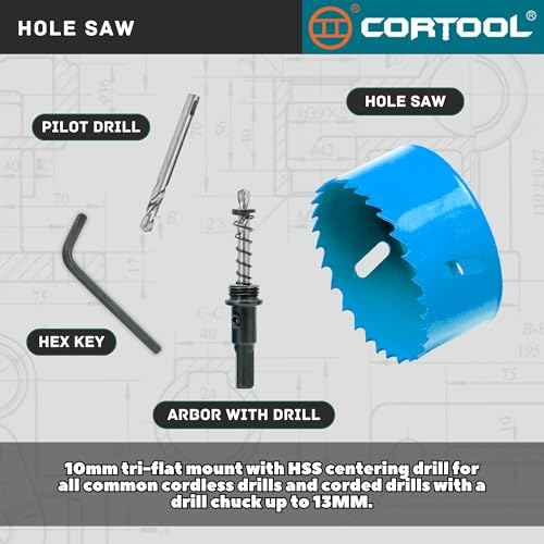 3-1/2 Inch Hole Saw with Arbor for Metal and Wood Cutting, Bi-Metal Hole Cutter, 3-1/2" Hole Saw Kit for Drywall, Wood, PVC Boards, Fiberglass and Vent Pipes