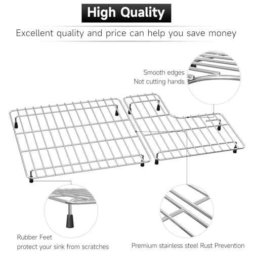 26.18'' x 14.76'' K-6449-ST Sink Protector Grid, Stainless Steel Sink Racks for Kohler Sink Rack Whitehaven 5827 and K-5826, Includes Left and Right Racks, Farmhouse Sink Protector