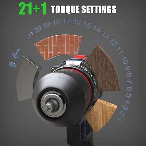 20V Cordless Drill Set, Brushless Power Drill with 2 Batteries and Charger, 3/8-Inch Metal Chuck, 22 Torque Settings, Drill/Driver Bits and Tool Bag Included