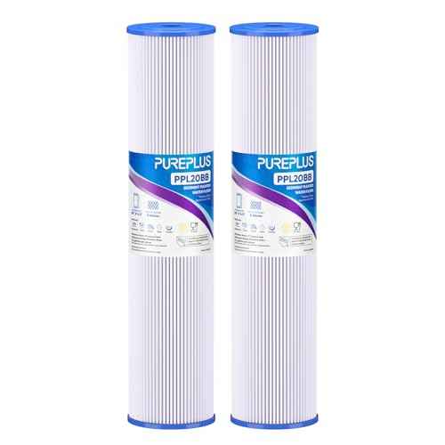 PUREPLUS 5 Micron 20" x 4.5" Whole House Pleated Sediment Filter for Well Water, Replacement Cartridge for ECP20-20BB, AP810-2, SPC-45-2020, R30-20BB, HDC3001, ECP5-20BB, 2Pack