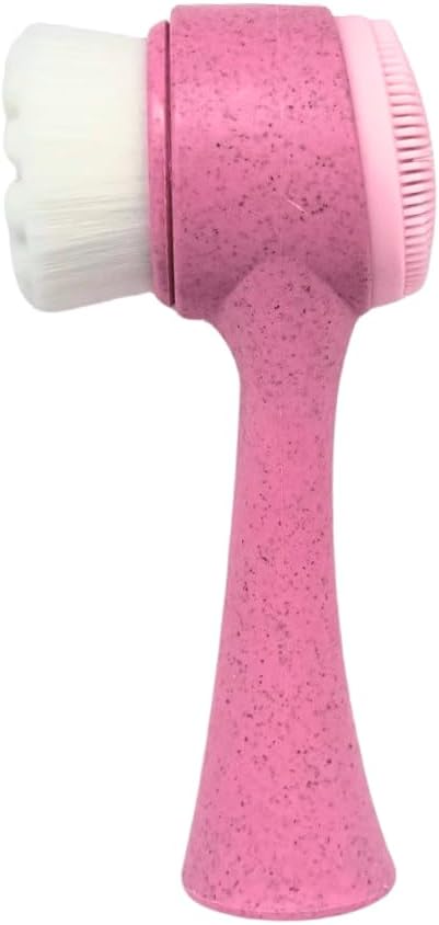 Lindo Eco Clean Face Brush, 2-in-1 Facial Cleanser, Dual-Sided Manual Exfoliating Brush, Handle Made of Natural Plant Fibers, Vegan, for Deep Cleansing & Gentle Exfoliation