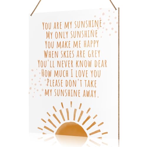 UDNADKEX Boho Nursery Wall Sign Hanging Decor, You Are My Sunshine Make Me Happy, Nursery Boy Girl Kids Bedroom Toddler Room Wooden Decor Nursery Decoration