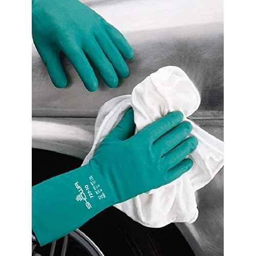SHOWA 727 Nitrile Chemical Resistant Safety Glove, Unlined, Food Safe, 15 Mil Thick, 13" Length, Large (12 Pair)