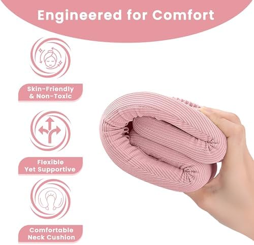 Neck Brace for Neck Pain and Support, Neck Support for Pain Breathable Cervicorrect Brace Adjustable Soft Silicone Foam, Cervical Collar for Sleeping, Relieving Spinal Pressure (Pink)