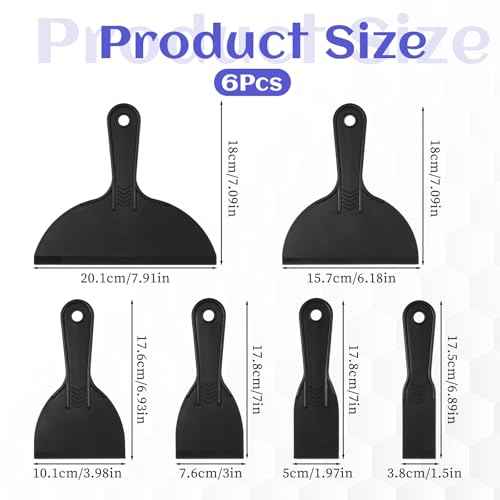 6 Pcs Plastics Putty Knife Plastics Putty Flexible Plastic Paint Scraper for Spackling Knife Plastic Drywall Taping Knives Patching Scraper for Taping Drywall Spreading Painting Wall Scratching