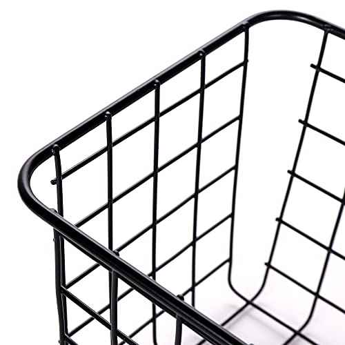 4 Pack Wire Storage Baskets Household Metal Wall-Mounted Containers Organizer Bins for Kitchen Bathroom Freezer Pantry Closet Laundry Room Cabinets Garage Shelf, Medium