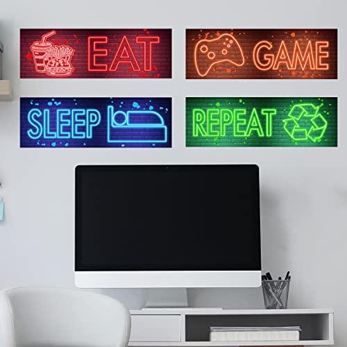 Neon Video Game Wall Decal Gaming Wall StickerDecor Boy Gamer Wall Stickers Game Decor for Boys Room Video Game Art Gaming Pictures for Playroom Decor