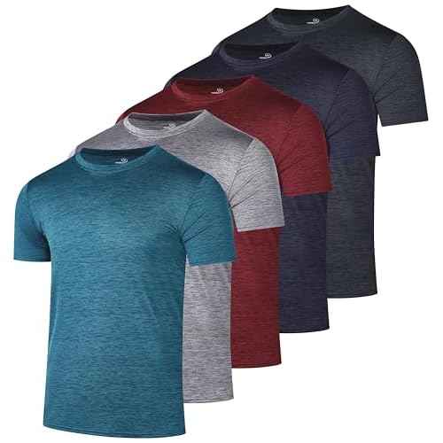 Real Essentials 5 Pack: Men¡¯s Short Sleeve Dry Fit T-Shirts ? Moisture Wicking Athletic Workout Gym Fitness Casual Tees