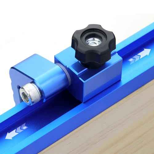 t track stop block 3-Inch Fence Flip Stop for Woodworking, Blue 2Pack