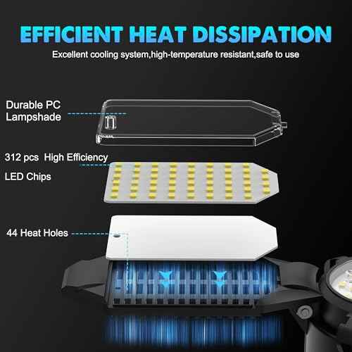 LED Garage Light Bulbs, 100W 6000K Garage Lights Ceiling Led with 6 Adjustable Panels, E26/E27 Screw in Shop Light for Attic Workshop Basement Barn - 4 Pack