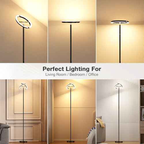 Floor Lamps for Living Room, 40W/2400LM Rotatable LED Floor Lamp with Touch & Remote Control, 70" Tall Standing Lamp Stepless Dimmable, Modern Torchiere Corner Lamp for Bedroom, Office