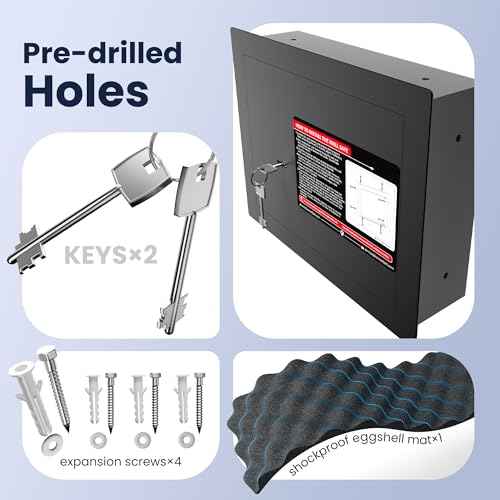 Small Hidden In Wall Safe Between 16" Studs, 0.327 cu ft Security Floor Safe with Removable Pegboard, Key-Operated Only for Storage Jewelry, Passport