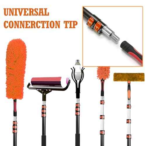 Telescoping Extension Pole, Reach to 26FT Telescoping Pole Multi-Purpose 5-20FT Lightweight, Sturdy with Universal Twist-on Metal Tip Extendable for Dusting Painting Window Cleaning