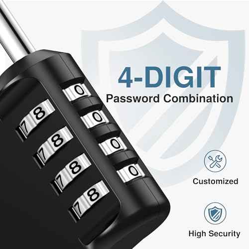 Puroma Combination Lock 10 Pack 4 Digit Waterproof Locker Locks Secure Outdoor Padlock for Gym Lockers, Toolboxes, Gates, Fences, Storage, Sports Locker, Cabinets (Black)