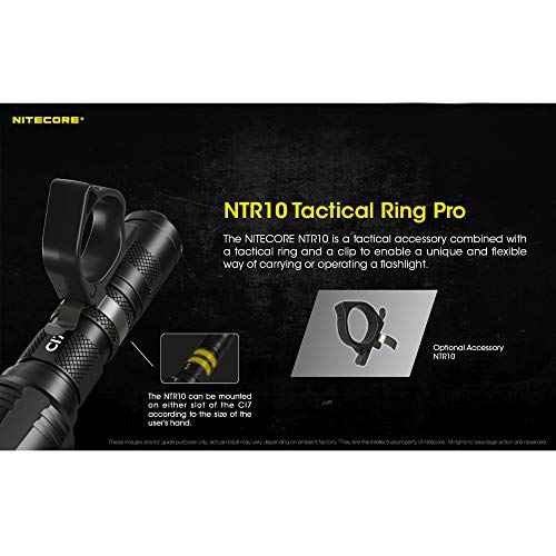 Nitecore NTR10 Tactical Clip-on Ring for Nitcore CI7, New P12, New P12R, P22R and i4000R, Black