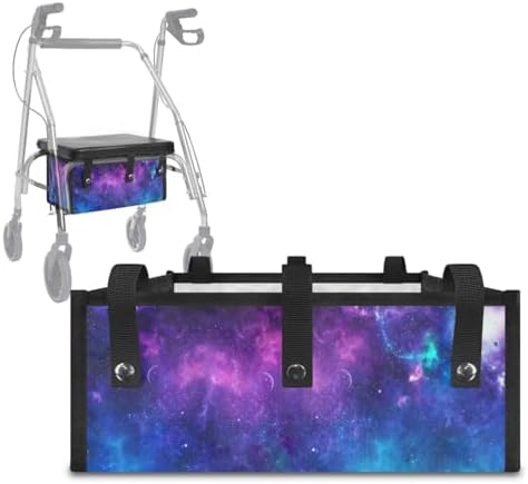 LedBack 3 Pcs Sets Rollator Walker Accessories Galaxy Print Universal Fit Walker Seat Cover Rollator Walker Seat & Backrest Covers, Rollator Storage Under Seat Bag