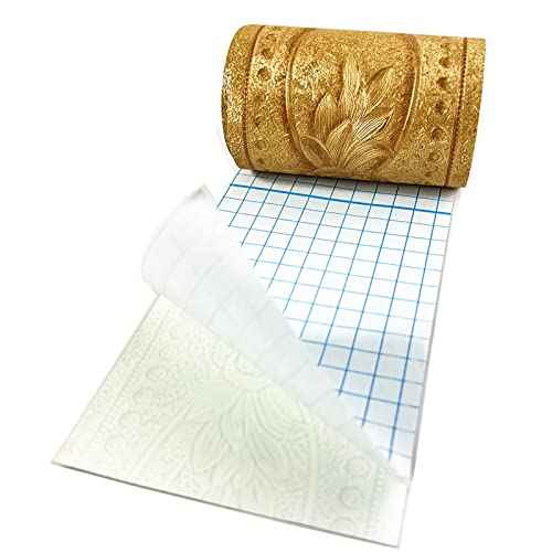 Moyishi 5 Meters Royal Peony 3D Peel and Stick Waterproof Wall Border Easy to Apply (Gold)