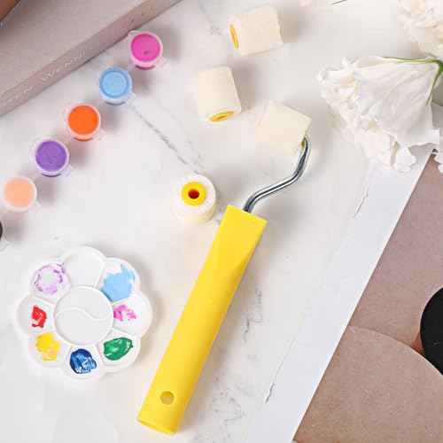 4/5 inch Mini Paint Rollers for Touch up Trim Edge or Corner Small Roller Paint Brush Tiny Corner Painting Tool Professional Wool Brushes for Painting(1 Brush +4 Rollers)
