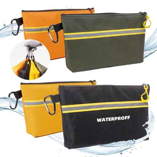 Multi-Purpose Waterproof Tool Pouch Set with Internal Pockets, 1680D 12¡± Tool Bags (4-Pack) with Water-Resistant Zipper and Durable Wide-Base Design for Tools, Gadgets