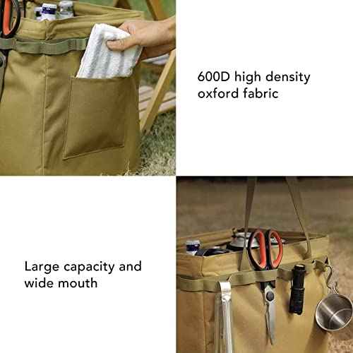 Camping Tool Tote Bag Camping Tool Bag Collapsible Design Wide Mouth Large Capacity Oxford Fabric Tool Tote Bag for Camping Picnic Travel